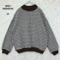 SPRY PREMIUM 長袖ニット ハイネック ブラウン 総柄