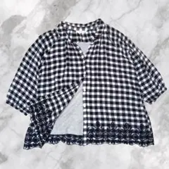 大人可愛い2点セット♡ギンガムチェックブラウス＆ラメキャミソール 白黒