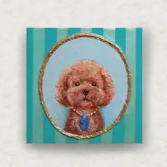 【アクリル絵画ミニ】トイプードルとブルーの宝石