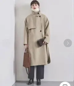 UNITED ARROWS ヘリンボーン スリット スタンドカラーコート