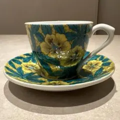 九谷焼 カップ&ソーサー 吉田屋風葵 青郊窯