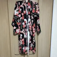 花柄 黒 浴衣 120
