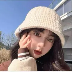 もこもこ　帽子　バケハ　ニット帽　ニットキャップ　ケーブル編み　折りたたみ