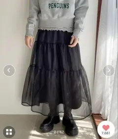 【LOWRYSFARM】レイヤード ティアードスカート ブラック