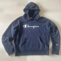 Champion ネイビー フード付きパーカー