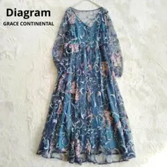 【グレースコンチネンタル】フラワー チュール 刺繍 ガウン ワンピース ロング