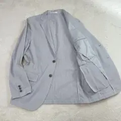 ユニクロ　シアサッカー　ジャケット　ウォッシャブル　ストライプ　M