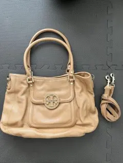Tory Burch ベージュ レザー トートバッグ