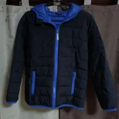 フード付きネイビー/ブルーキルティングジャケット