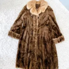 美品✨ 毛皮コート ロングコート リアルファー ブラウン 防寒具 茶色 アウター