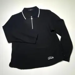 ★DAKS★ダックス ゴルフ ワッフル 長袖 シャツ 黒 レディース L★日本製