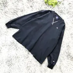 Champion【Lサイズ】ネイビー クロスステッチ スウェット コットン
