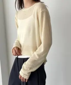 CANALJEAN El mar リネン混リブロングTシャツ