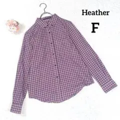 美品✨【ヘザー】長袖 ボタンダウンシャツ (Ｆ) ネイビー レッド チェック柄