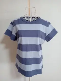 agnès b. アースブルーカラー ショート丈ボーダー ブルー系 Tシャツ