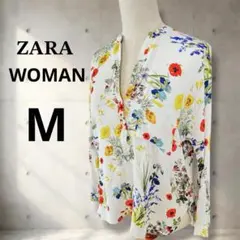 ZARA Woman 花柄ブラウス Vネック フラワー とろみ素材 春夏