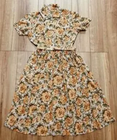 ❤︎❤︎ L’EST ROSE ピンク✖️オレンジ✖️ローズ柄フリルワンピース ❤︎❤︎