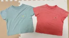 ユニクロ　キッズ Tシャツ 2枚セット 動物刺繍 ポケット付きのサムネイル