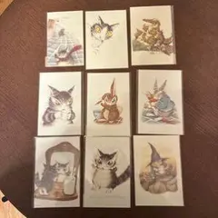 猫のイラスト アートカード 9枚セット