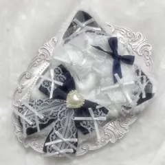 ぬい服　着ぐるみ　10〜12cm用　ホワイト　ネイビー　ねこ　チェーンフック付き