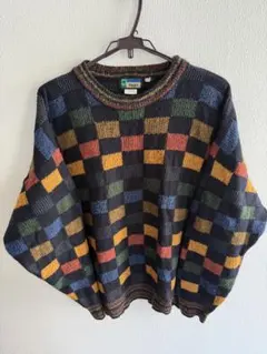イタリア製　lago チェック柄 ニット セーター XL ビッグシルエット