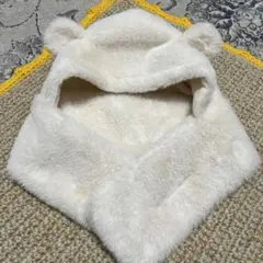 耳付きフリース帽子 ホワイト