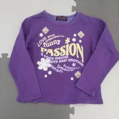 紫色 長袖カットソー プリント入り