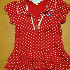 子供服 90サイズ ポロシャツ ワンピ 水玉 チュニック