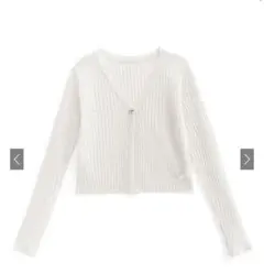 GRL　リボンボタンシアーニットカーディガン【dk1196】