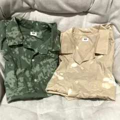 UNIQLO オープンカラーシャツ s 2点セット 植物柄 蕾 葉 花のサムネイル
