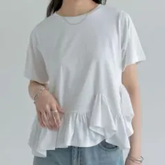 Re:EDIT◉新品◉ [接触冷感][UVカット]コットン天竺フリルヘムTシャツのサムネイル