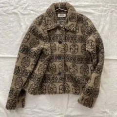 ボアジャケット　古着　ラングラー wrangler riata 柄　ベージュ