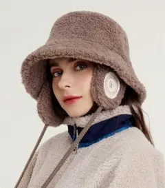 white sands スカディイヤーマフ付き帽子 チャコール