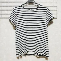 UNIQLO　ユニクロ　半袖　Tシャツ　L　紺　ブルー　白　ホワイト　ボーダー