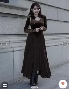 anuans ベロアシフォンドッキングワンピース