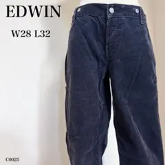 EDWIN 日本製 コーデュロイパンツ W28L32 ネイビー 綿100%