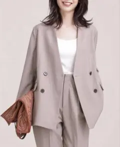 ナノユニバース ノーカラージャケット ライトベージュ 38サイズ