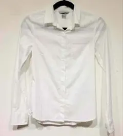 ホワイト 長袖 ボタンダウンシャツ