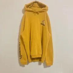 【袖ロゴ】クイックシルバー　刺繍　プルオーバー　パーカー　マスタード色　M