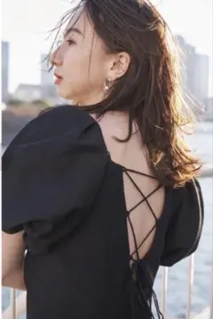 FRAY I.D：レースアップパフスリーブワンピース