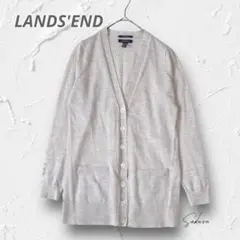 R3187＊ランズエンド メリノウール Vネックカーディガン オートミール S