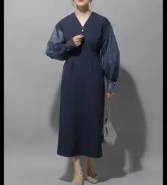 LEPSIM レプシィム ワンピース・ドレス ネイビー シアー袖 Vネックのサムネイル