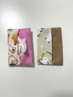 2個ティッシュケース　お菓子動物シマエナガ