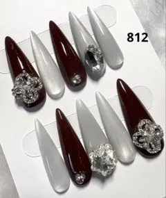 812現品ネイルチップ　ちゅるん十字架 ギャルシズニルック ロングネイル推し地雷