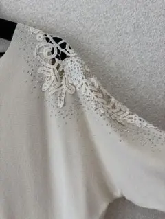 cawaii肩透かし模様ニット オフホワイト フリーサイズ