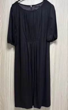 ブラウン5分袖 ワンピース　日本製