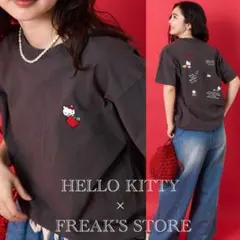 新品タグ付✨フリークスストア ハローキティ コラボ 刺繍 Tシャツ スミクロ Fのサムネイル