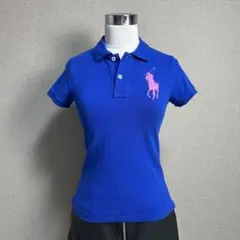極上 ポロ ラルフローレン ポロシャツ ビッグポニー 青 ピンク レディースXS