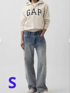 リラックスフィット GAPロゴ ジップアップパーカー　S