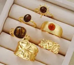 新品未使用　ゴールドリング　レディース　ヴィンテージ　セット　シンプル